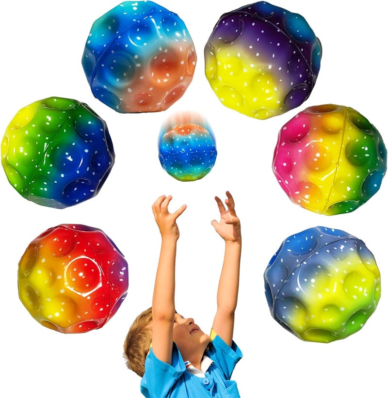 QOUXZ 6 Pack Astro Jump Ball, Multicolored Spaceballs, Super High Bouncing Lightweight for Children, Bouncy Balls, Jumping Toy for Stress Relief - Image 1